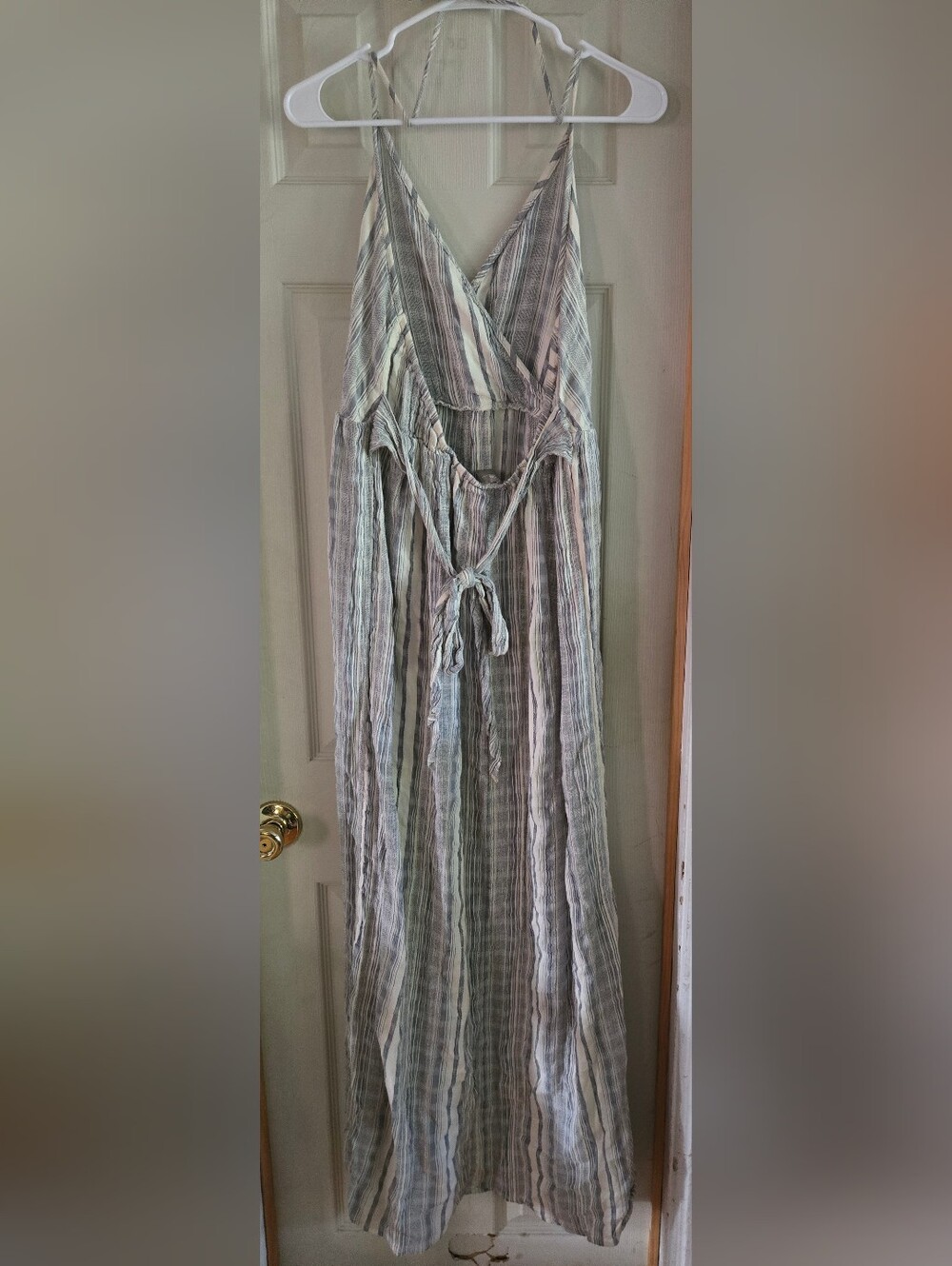 ASOS Gray Striped Halter Backless Dress - Picture 5 of 5